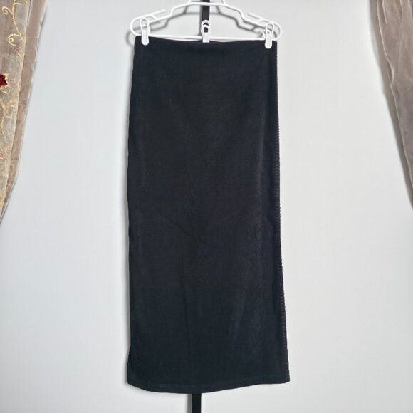 Vintage Divine Skirt Women’s M Black Faux Suede Maxi Long Whipstitch Trim USA - Picture 4 of 10